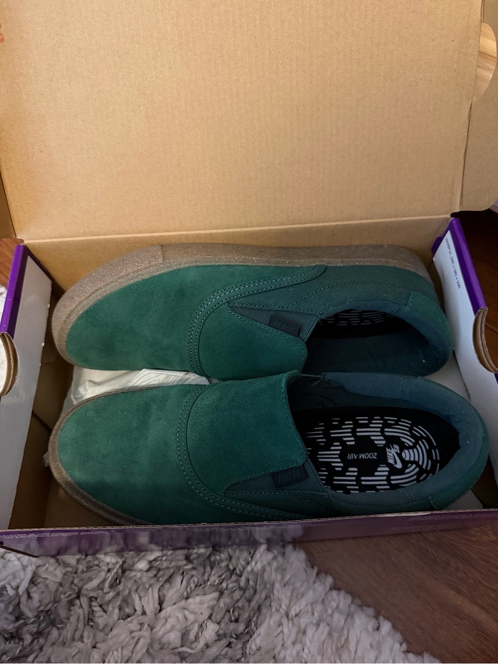 Nike Men's Slip-On Suede Loafers in Dark Green
